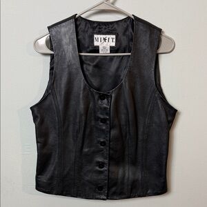 MIXIT Black GENUINE Leather Button-Front Vest ~ Small